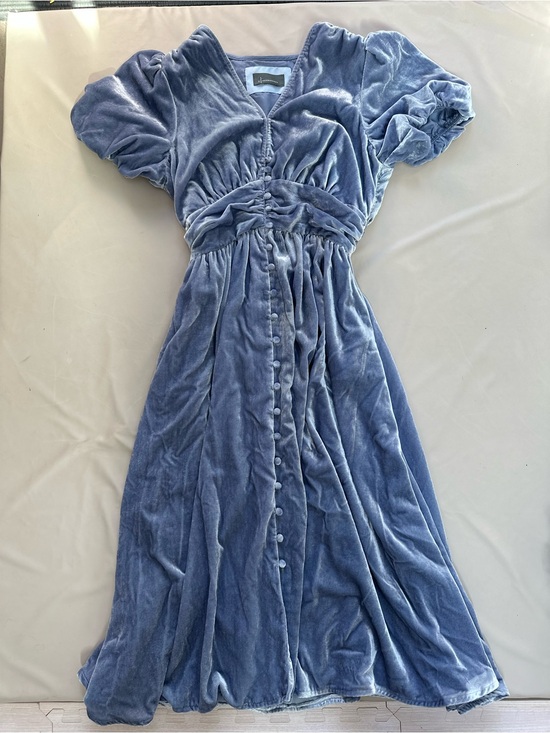 Anthropologie Dresses & Skirts - Anthropologie Dusty Blue Periwinkle Velvet Button-Front Maxi Dress